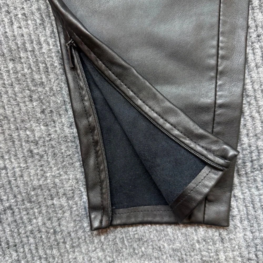 Black Vegan Leather Pants 12‎ Ankle Zip Moto Streetwear Chic Fitted  Free People